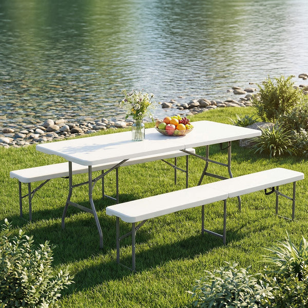 180 cm folding table and 2 benches set