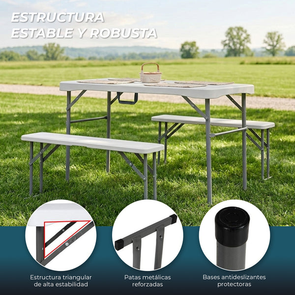 Set de mesa de picnic plegable con 2 bancos