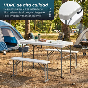 Set de mesa de picnic plegable con 2 bancos
