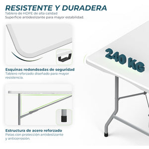 180 cm folding table and 2 benches set
