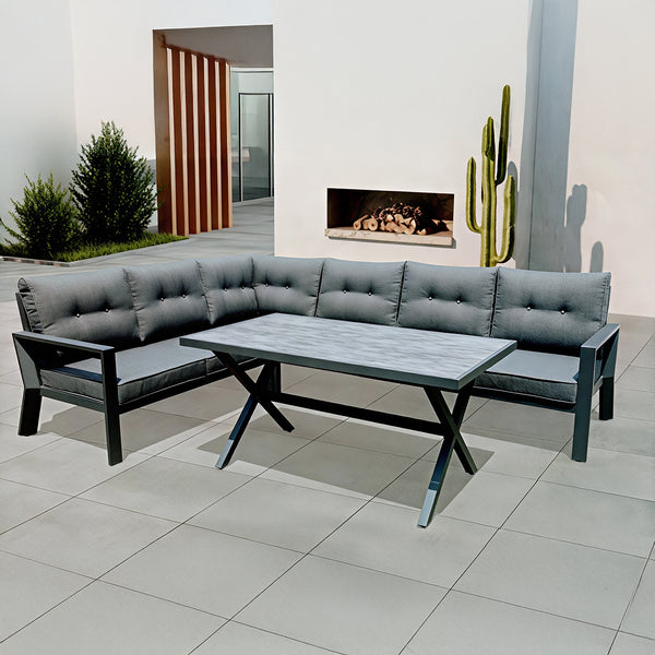 Aurora 7-seater aluminum outdoor set