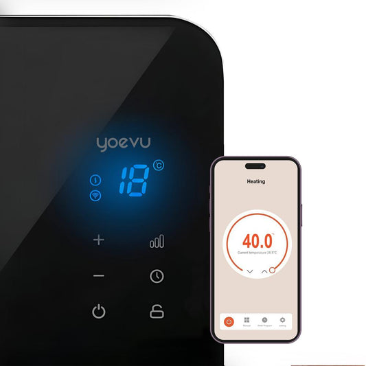 YOEVU | RADIADOR BAJO CONSUMO | 1500W | PROGRAMABLE | CONTROL APP WIFI | NEGRO