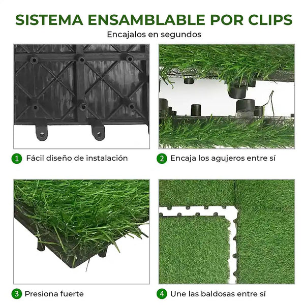 Set de 10 baldosas de césped artificial