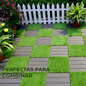 Set de 10 baldosas de césped artificial