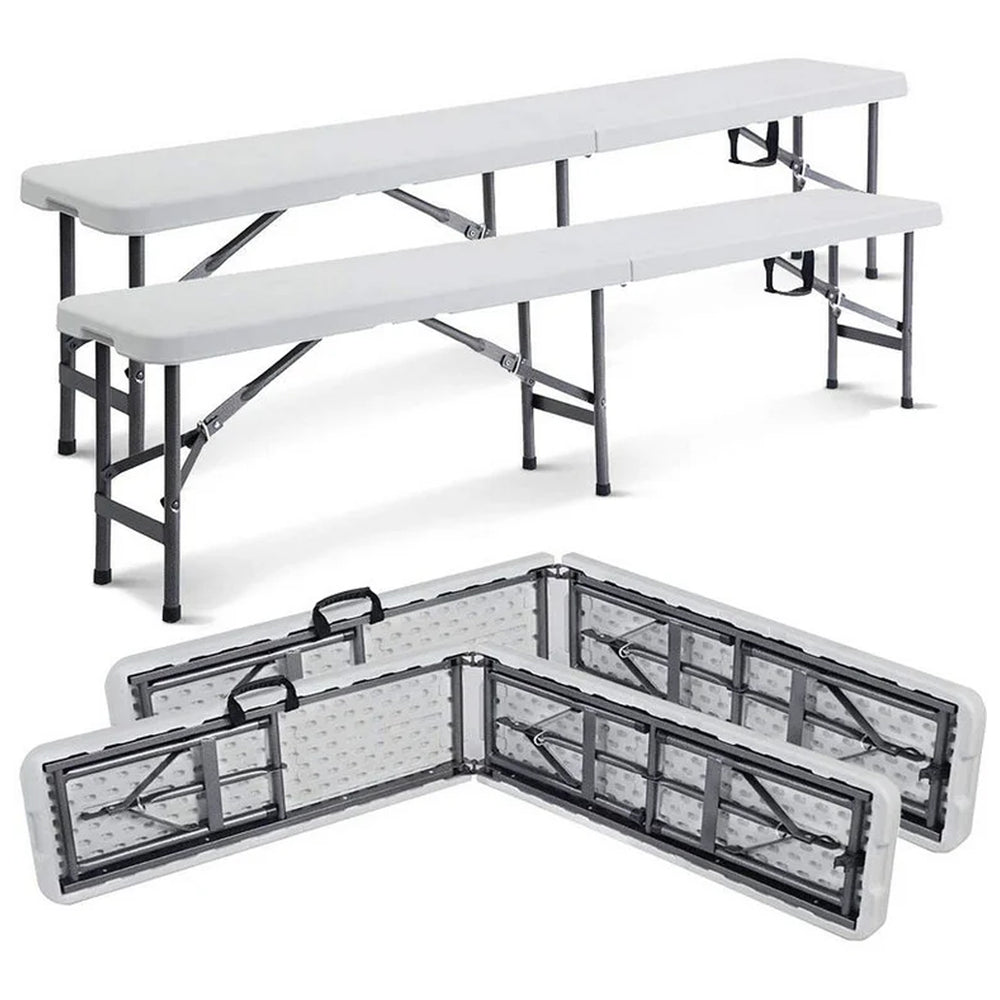 Pack de 2 bancos plegables portátiles 183 cm