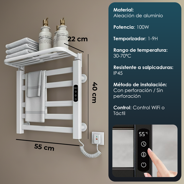 Toallero Eléctrico WiFi 100W con estante